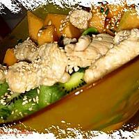 recette Salade  de poulet aux kiwis et melon