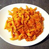recette Penne Rigate aux crevettes sauce épicée