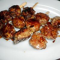 recette Brochettes de boulettes de poulet (tsukune)