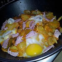 recette Ragoût de Pommes de terre au jambon-champignon et oeuf