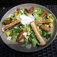 recette Salade au merguez courgettes roquefort et oeuf poché