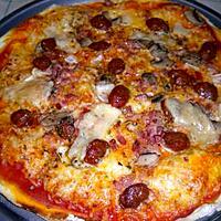 recette Pizza aux lardons, champignons, merguez