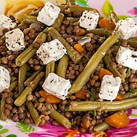 recette Salade de lentilles aux haricots verts et à la fêta