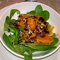 recette Salade de mâche et  taglatielle de carotte safranée