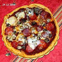 recette Pizza chorizo, champignons scamorza fumee