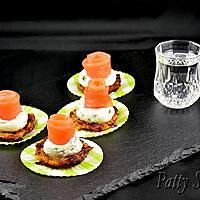 recette Saumon sur Mini Galettes de Pommes de Terre
