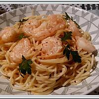 recette Spaghetti aux crevettes, sauce crémeuse à l'ail et au paprika