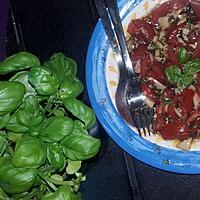 recette Tomates-Scamorza aux basilics frais