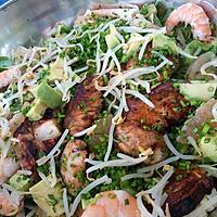 recette salade poulet mariné/ crevette/ pamplemousse