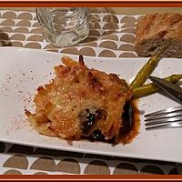 recette Gratin de Macaronis à l'Aubergine, Lardons et Piments Basque