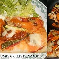 recette PIZZA  LEGUMES GRILLES ET QUATRE FROMAGES