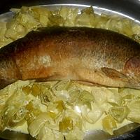 recette Truite saumonée a la fondue de poireaux