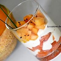 recette Verrine au saumon fumé, melon et crème d'artichaut