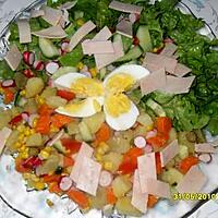 recette salade au 7 légume et au tranche de jambon de pulet (halal)