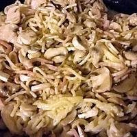 recette Poêle de champignons frais nouilles carbonara