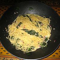recette Spaghettis aux lardons, ricotta et épinards
