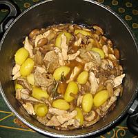 recette Fricassée de poulet, champignons, boudin blanc
