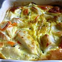 recette Flan de cabillaud, surimi au basilic & curry...