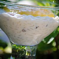 recette Riz au lait de coco , raisins au rhum et confiture de mangue .