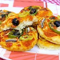 recette Mini pizza aux anchois, poivron et piment fort- Pâte au lait en poudre et miel