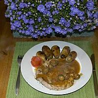 recette beefteak aux champignons et grenailles rissolées.