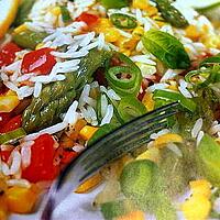 recette Salade de riz aux asperges et maïs