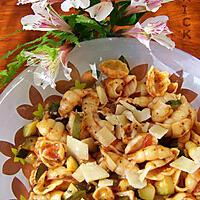 recette Salade de pâtes , courgettes, parmesan et basilic  au  wok