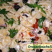 recette Salade de pâtes avec jambon Ganda, roquette, olives et mozzarella