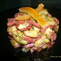 recette courgettes poelées au bacon et aux écorces d'oranges confites