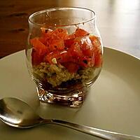 recette Verrine de tomates et tapenade verte.