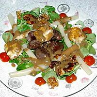 recette Salade De Mâche Au Gésier De Canard,Fromage De Chèvre Pané Et Noix Caramélisée