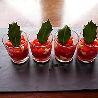 recette Verrines tomates/poivrons/raclette