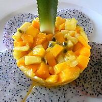 recette Carpaccio de pitaya tartare de mangues , fruit de la passion et ananas